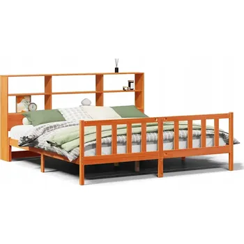 Ložnice Postel s regálem, bez matrace, 180x200 cm, masivní borovicové dřevo