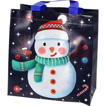 Dárková taška Dárková taška v tmavé barvě s motivem sněhuláka, 23 cm x 21,5 cm x 11 cm