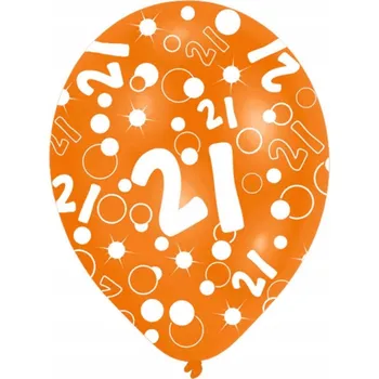 Balónek Balónek k narozeninám 21 oranžový, 6 kusů, 11 palců (27,5 cm)