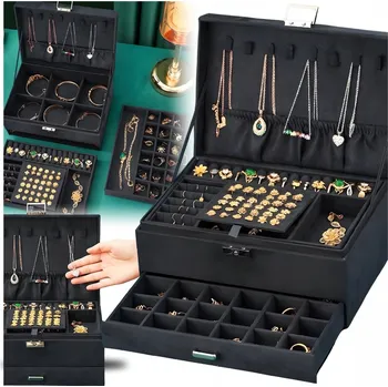 Šperkovnice Kufřík šperkovnice na bižuterii krabička prostorná dárek na šperky černá