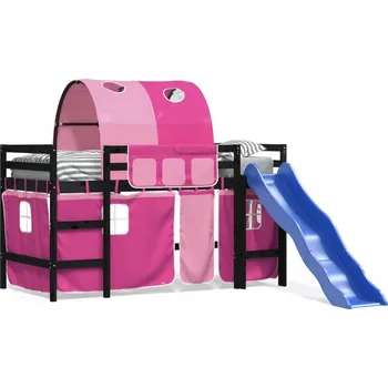 Patrová postel VidaXL Dětská patrová postel 87,5 x 205,5 cm, růžová