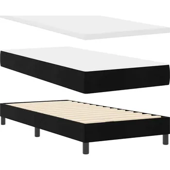 Postel Postel s boxspringem s matrací s čelo Černá 90 x 200 cm samet