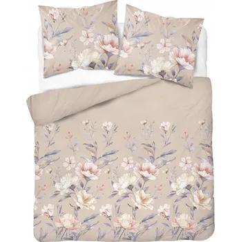 Povlečení Povlečení flanelové 220x200 KVĚTY béžové, silná flanel 160 g
