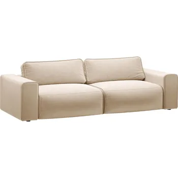 Pohovka Micadoni Béžová sametová rozkládací pohovka Victor 246 cm