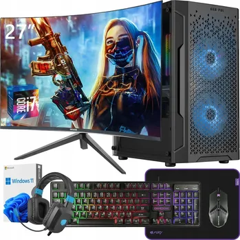 Stolní počítač Počítač i7 RTX 5060 64GB DDR4 1TB SSD Windows 11 + Monitor 27"