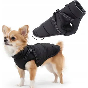 Obleček pro psa Obleček pro malého psa na zimu s POSTROJEM 2v1 teplá bunda s reflexními prvky S