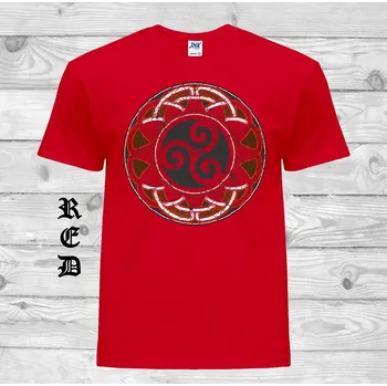 Pánské tričko panske-levne-bavlnene-tricko-digi-potisk-keltsky-kruh-triskel Barva: Red - červená, velikost: 128