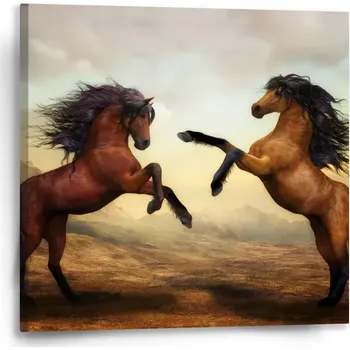 Obraz Sablio Obraz Vzpínající se koně - 50x50 cm