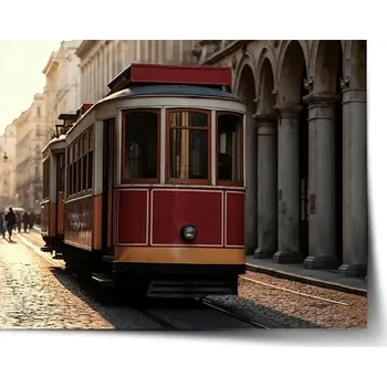 Plakát Sablio Plakát Historická červená tramvaj - 120x80 cm