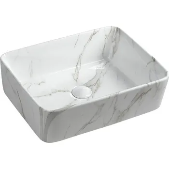 Umyvadlo Sapho DALMA keramické umyvadlo na desku, 48x38cm, carrara