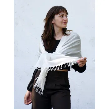 Šála Hedvábná šála z Váránasí bílá