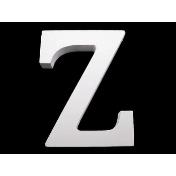 Dřevěná dekorace písmena abecedy, velké, 22 "Z" bílá sněžná