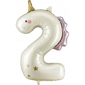 Balónek Fóliový balónek Číslice ''2'' Jednorožec, 93 cm, mix barev