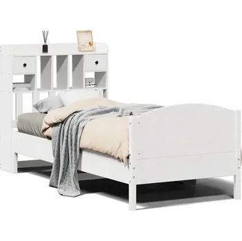 Postel Postel s knihovnou bez matrace bílá 90x200 cm masivní borovice