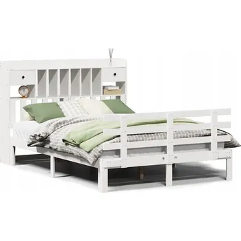 Postel Postel s knihovnou bez matrace bílá 160x200 cm masivní borovice