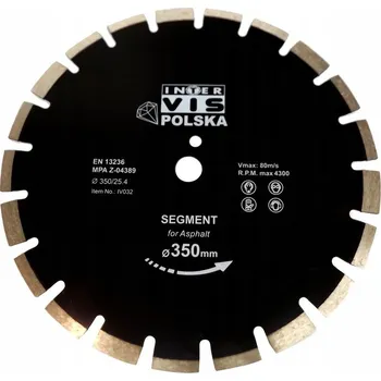 Příslušenství k brusce Diamantový řezný kotouč segmentový asfalt 350mm IV032