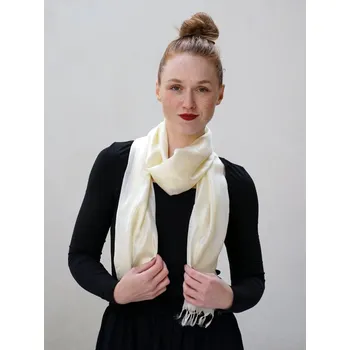 Šála Hedvábná šála z Váránasí světle žlutá