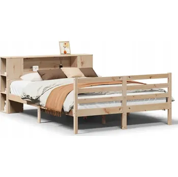 Postel Postel s knihovnou bez matrace 140 x 190 cm masivní borovice