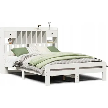 Postel Dřevěná manželská postel VidaXL 150x200 bílá