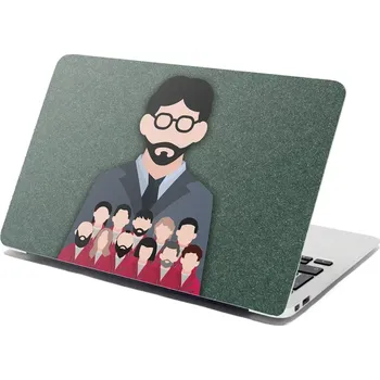 samolepka Sablio Samolepka na notebook Money heist Profesor a jeho tým Zelená - 29x20 cm