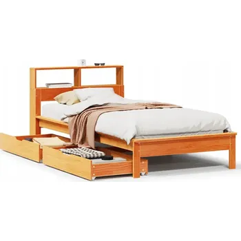 Postel Postel s knihovnou bez matrace hnědá 75x190 cm masivní borovice