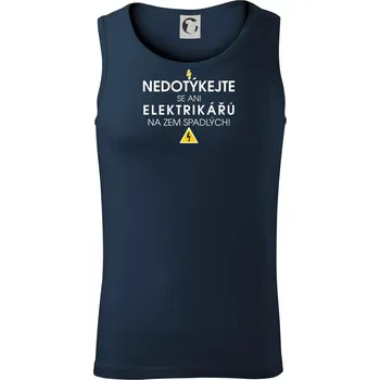 Nedotýkejte se ani elektrikářů na zem spadlých - Tílko pánské Core - S ( Námořní modrá (velmi tmavá - téměř černá) )