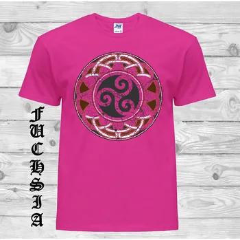 Pánské tričko panske-levne-bavlnene-tricko-digi-potisk-keltsky-kruh-triskel Barva: Fuchsia - fuchsiová, velikost: 152