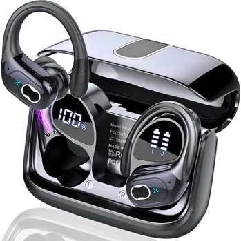 Sluchátka BEZDRÁTOVÁ BLUETOOTH 5.4 SLUCHÁTKA DO UŠÍ SPORTOVNÍ S HÁČKY PRO HOVORY