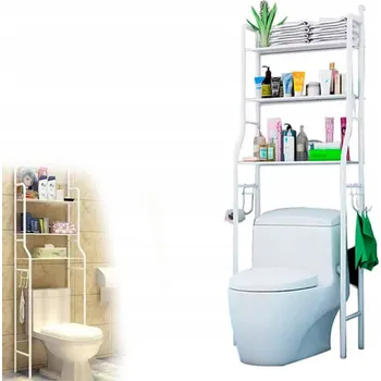 Koupelnový nábytek KOUPELNOVÝ REGÁL se 3 POLICEMI Volně stojící STOJAN nad WC TOALETU BÍLÝ