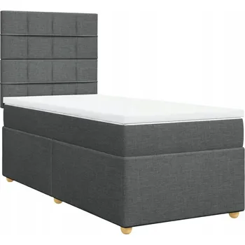 Postel Kontinentální postel 190x90 cm tmavě šedá s nastavitelným čelem