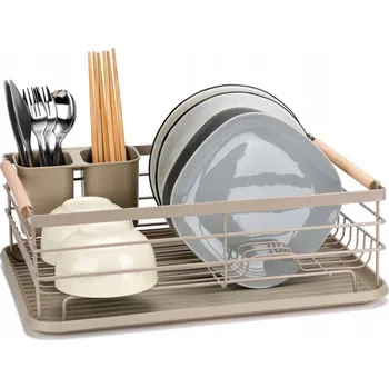 Odkapávač na nádobí ODKAPÁVAČ NA NÁDOBÍ S ODKAPÁVACÍ PLOCHOU A PODNOSEM E-8189 BÉŽOVÝ