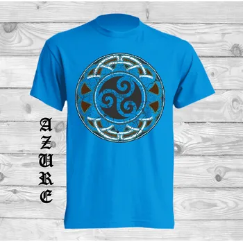 Pánské tričko panske-levne-bavlnene-tricko-digi-potisk-keltsky-kruh-triskel Barva: Azure - azurově modrá, velikost: 164