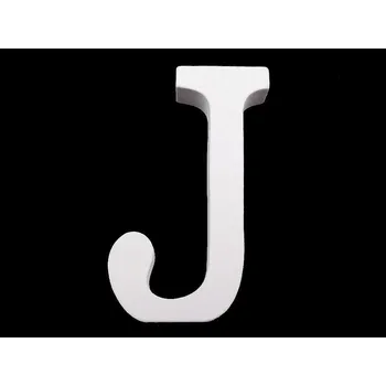 Dřevěná dekorace písmena abecedy, velké, 10 "J" bílá sněžná