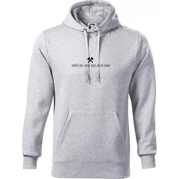 Pánská mikina Zehňi se, vole, boz je na dole - Mikina pánská Cape s kapucí - 5XL ( Světlešedý Melír )