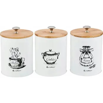 Dóza na potraviny Sada dóz na kávu a čaj Elitehoff E-6042 bílá 3 ks