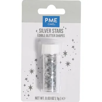 Potravinářské barvivo PME Jedlé třpytky Stříbrné hvězdičky 1g