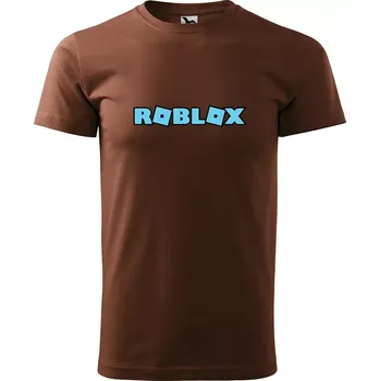 Pánské tričko Sablio Tričko s potiskem ROBLOX modrý text - hnědé S