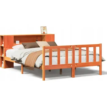 Ložnice VidaXL Postel s regálem, bez matrace, voskovaná hnědá, 160x200 cm, dřevo