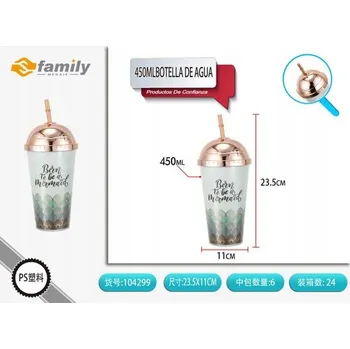 Hrnek s dvojitou stěnou a brčkem, 450 ml 1 Ks