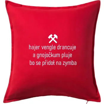 Polštář Hajer vengle drancuje a gnojočkum pluje bo se přidoł na zymba - Polštář 50x50 - 50x50 - Pouze potah ( Červená )