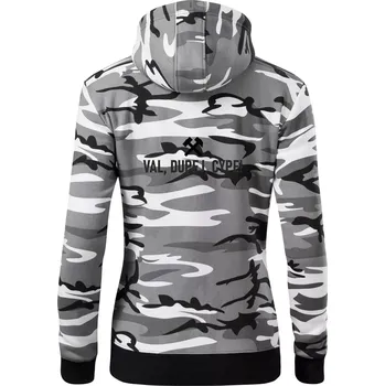 Dámská mikina VAL, DUPEJ, CYPE!﻿ - Dámská mikina trendy zipper s kapucí - XL ( Šedý maskáč )