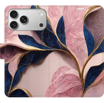 Pouzdro na mobilní telefon Flipové pouzdro iSaprio - Pink Leaves - iPhone 17 Pro Max