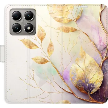 Pouzdro na mobilní telefon Flipové pouzdro iSaprio - Gold Leaves 02 - Xiaomi 14T Pro