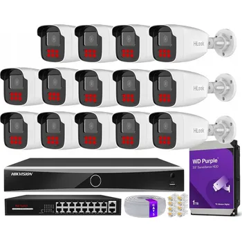 Bezpečnostní kamera Monitorovací sada 14x IPCAM-B4-50IR IR 50m 4MPx HiLook od Hikvision