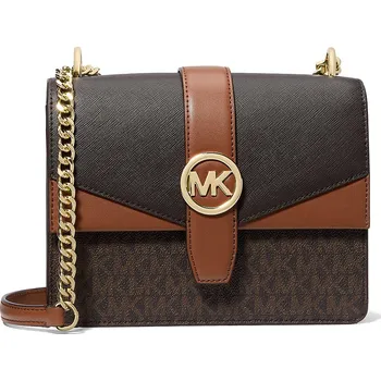 Kabelka Michael Kors Greenwich Small Color-Block Signature Logo Crossbody Bag Brown