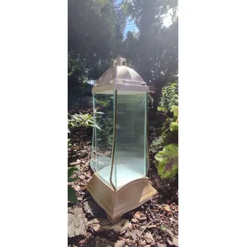 Svíčka HŘBITOVNÍ SVÍČKA SKLENĚNÁ KAPLIČKA S VITRÁŽÍ VÁNOČNÍ STROMEK VELKÝ 30 CM