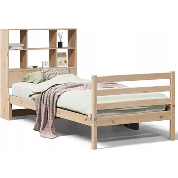 Postel Postel s knihovnou bez matrace 90 x 200 cm masivní borovice