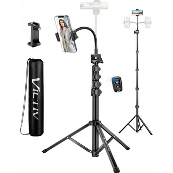 Stativ VYSOKÝ HLINÍKOVÝ STATIV 197 CM PRO SMARTPHONE S NASTAVITELNÝM KLOUBEM A DÁLKOVÝM OVLÁDÁNÍM