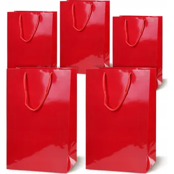 Dárková taška LAMINÁTOVÉ TAŠKY 30x10x40cm ČERVENÉ 190gsm DÁRKOVÉ PAPÍROVÉ TAŠKY