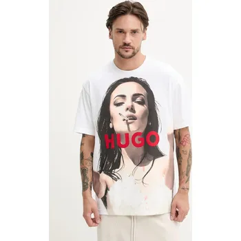 Pánské tričko Bavlněné tričko HUGO Duwedie 50535314 bílá 00X, vel. S